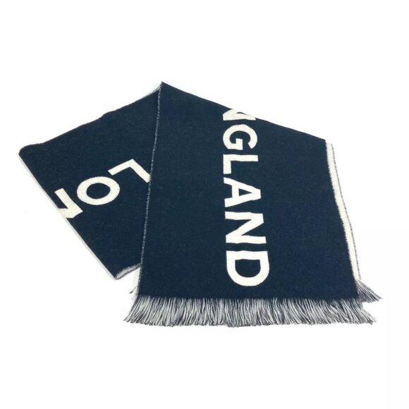BURBERRY 80085081 fringe Scarf big logo Scarf wool Black/WhiteBased - Picture 1 of 10
